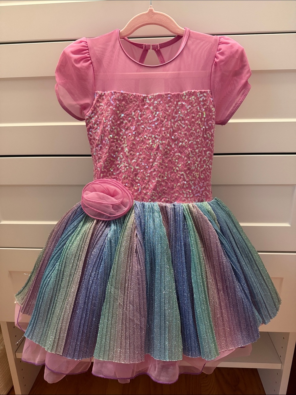 Weissman Party Like a Rockstar Sequin Rainbow Skirt Kids Dance Costume